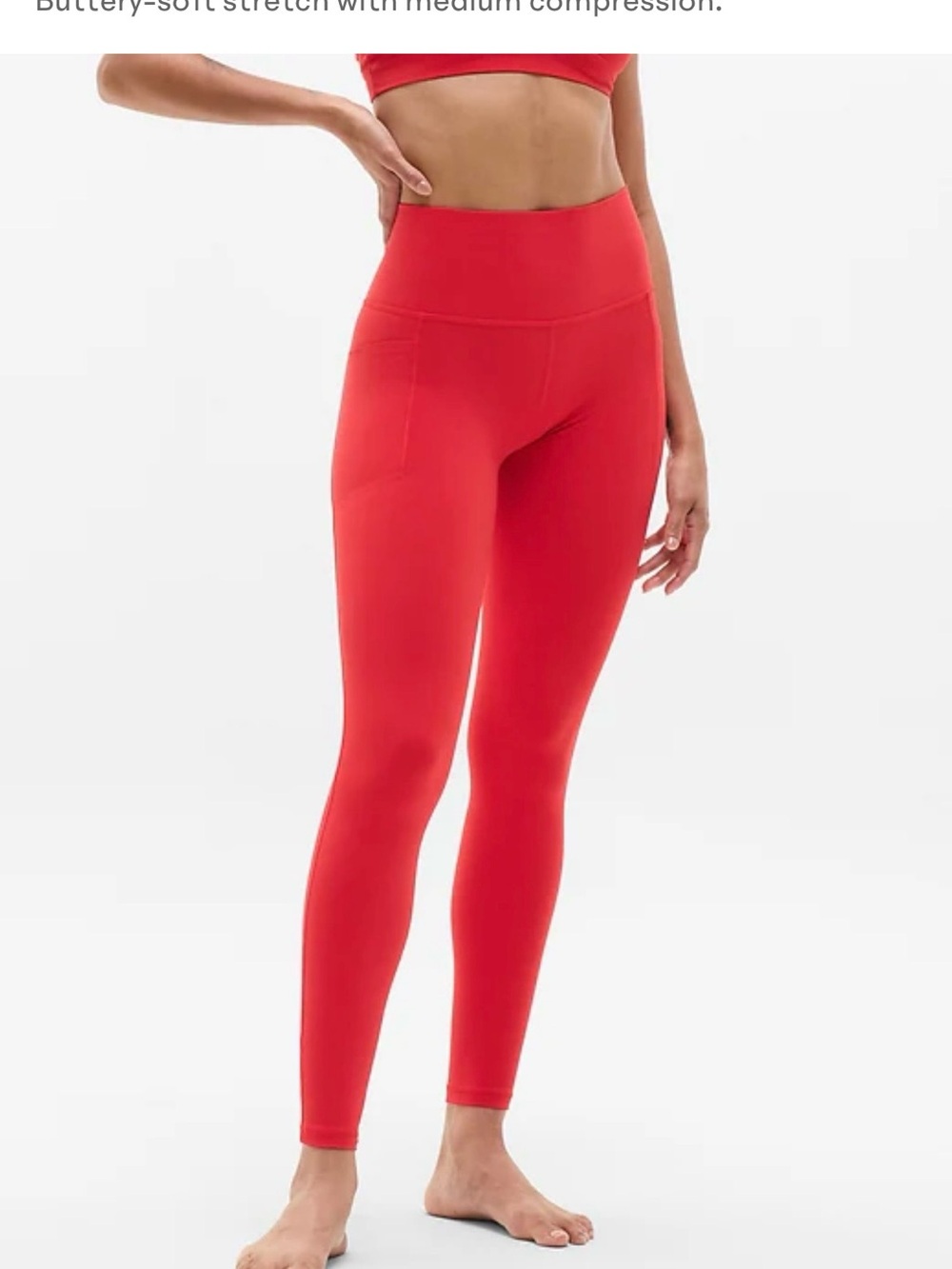 Athleta Red High-Rise Pocket Leggings